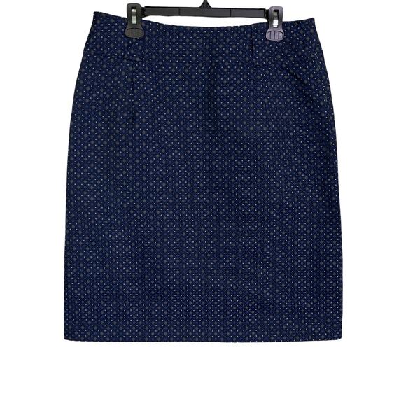 Pendleton Navy Geometric Print Skirt Front Pockets Lined Career Size 12 - Picture 3 of 7